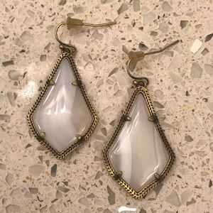 Kendra Scott - White + Brushed Gold metal earings